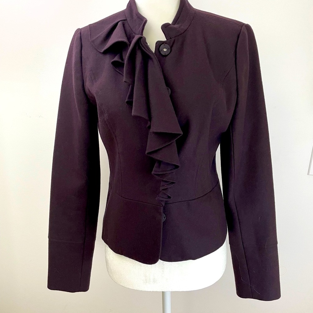 Halogen Aubergine Wool Blend Jacket Euc - image 1